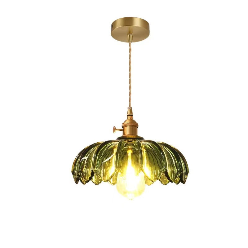 Glas-Pendelleuchte mit dekorativem Blumenmuster | stilvolle Hängelampe für Esszimmer, Wohnzimmer oder Schlafzimmer.