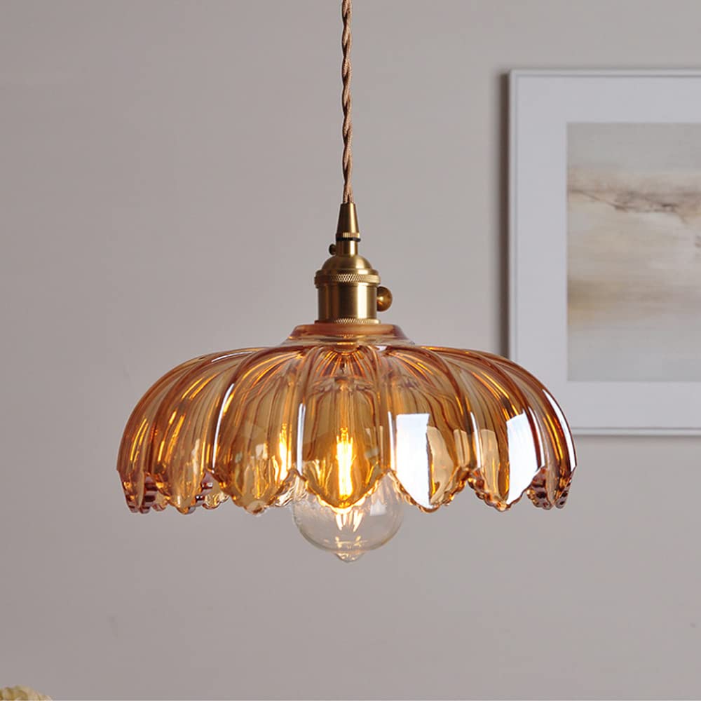 Glas-Pendelleuchte mit dekorativem Blumenmuster | stilvolle Hängelampe für Esszimmer, Wohnzimmer oder Schlafzimmer.