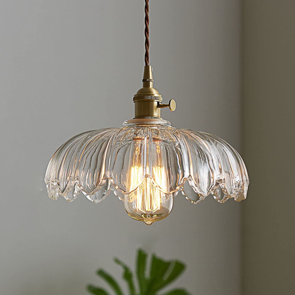 Glas-Pendelleuchte mit dekorativem Blumenmuster | stilvolle Hängelampe für Esszimmer, Wohnzimmer oder Schlafzimmer.