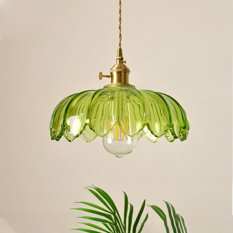 Glas-Pendelleuchte mit dekorativem Blumenmuster | stilvolle Hängelampe für Esszimmer, Wohnzimmer oder Schlafzimmer.