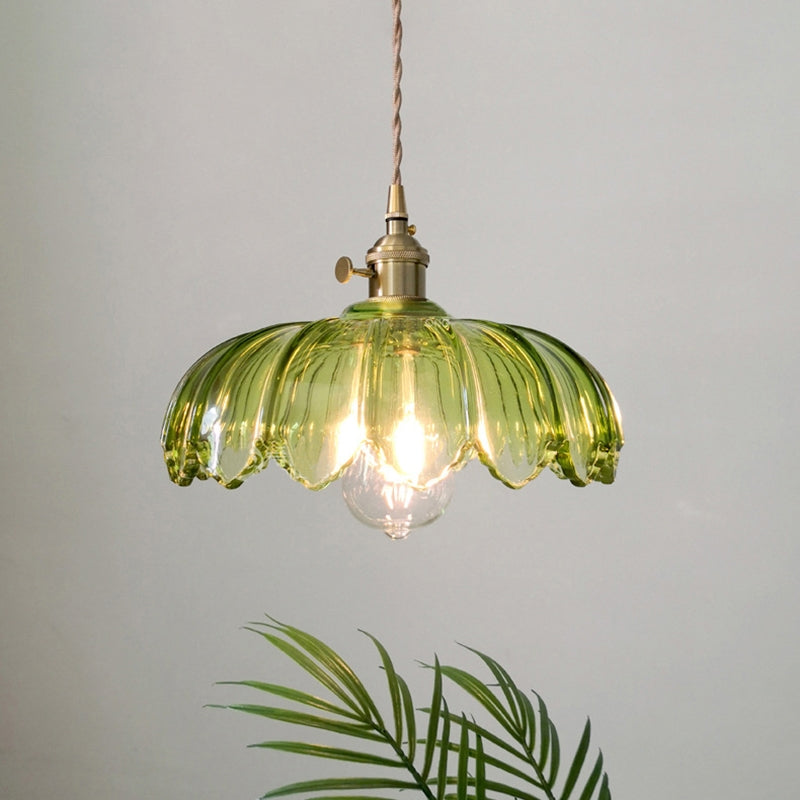 Glas-Pendelleuchte mit dekorativem Blumenmuster | stilvolle Hängelampe für Esszimmer, Wohnzimmer oder Schlafzimmer.