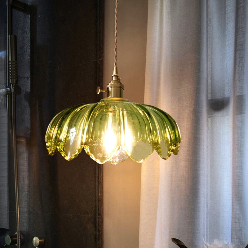 Glas-Pendelleuchte mit dekorativem Blumenmuster | stilvolle Hängelampe für Esszimmer, Wohnzimmer oder Schlafzimmer.