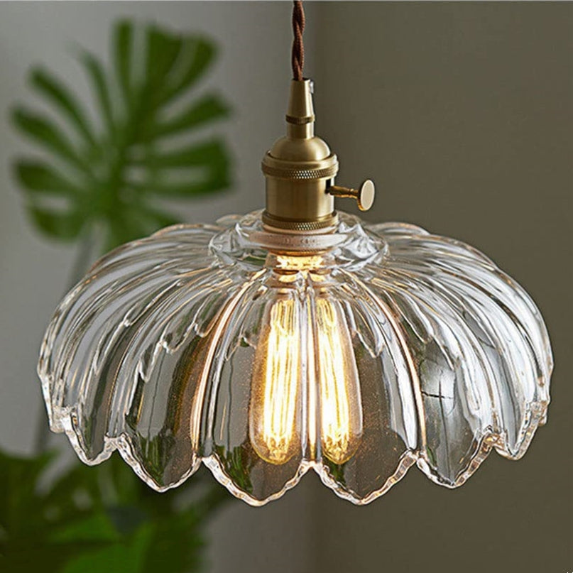Glas-Pendelleuchte mit dekorativem Blumenmuster | stilvolle Hängelampe für Esszimmer, Wohnzimmer oder Schlafzimmer.